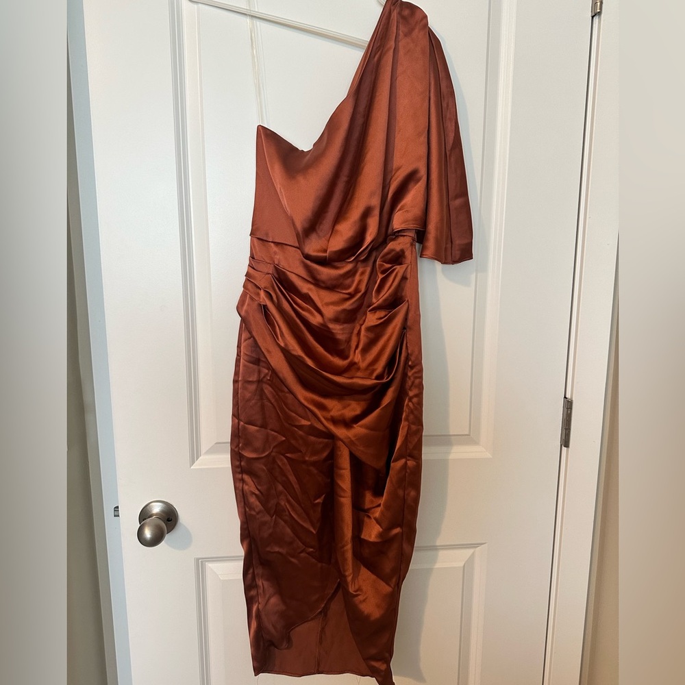 One Shouldered Satin Dress